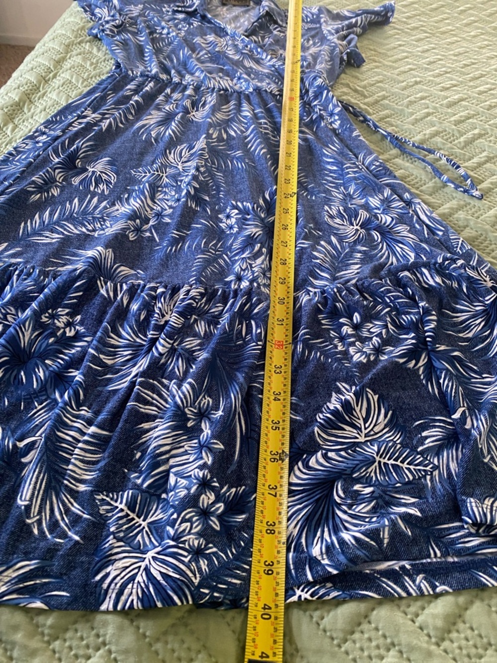 Blue Leaf Print Midi Dress - Picture 8 of 9